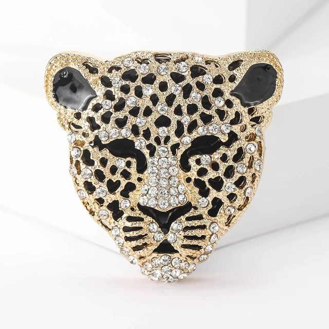 Alt view image 2 of 6 - Vintage Shiny Rhinestone Leopard Head Brooches for Women Unisex Animal Pins Casual Accessories Gifts
