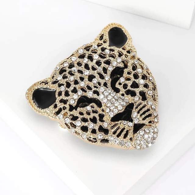 Alt view image 3 of 6 - Vintage Shiny Rhinestone Leopard Head Brooches for Women Unisex Animal Pins Casual Accessories Gifts