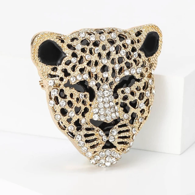 Alt view image 5 of 6 - Vintage Shiny Rhinestone Leopard Head Brooches for Women Unisex Animal Pins Casual Accessories Gifts