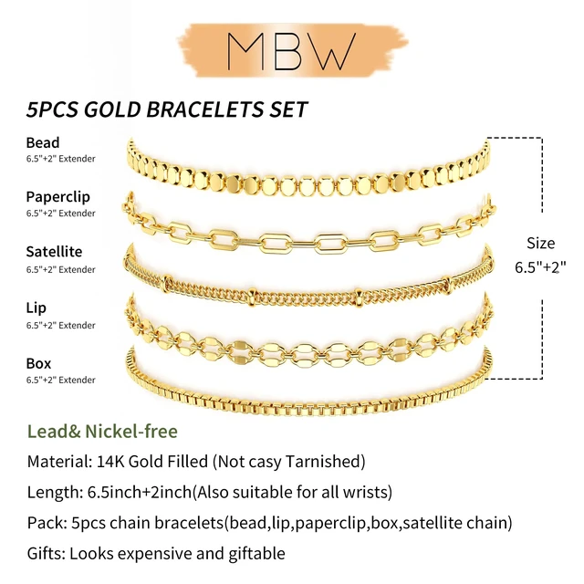 Alt view image 5 of 7 - Dainty Gold Bracelets for Women Non Tarnish | 14K Gold Plated Stackable Bracelet Set Tiny Minimalist Cute Thin Bracelets