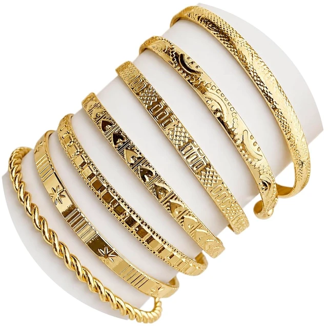Main image of Gold Bangles Bracelets for Women 14k Gold Plated Multi Layer Stackable Cuff Bracelet Set