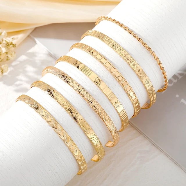 Alt view image 6 of 7 - Gold Bangles Bracelets for Women 14k Gold Plated Multi Layer Stackable Cuff Bracelet Set