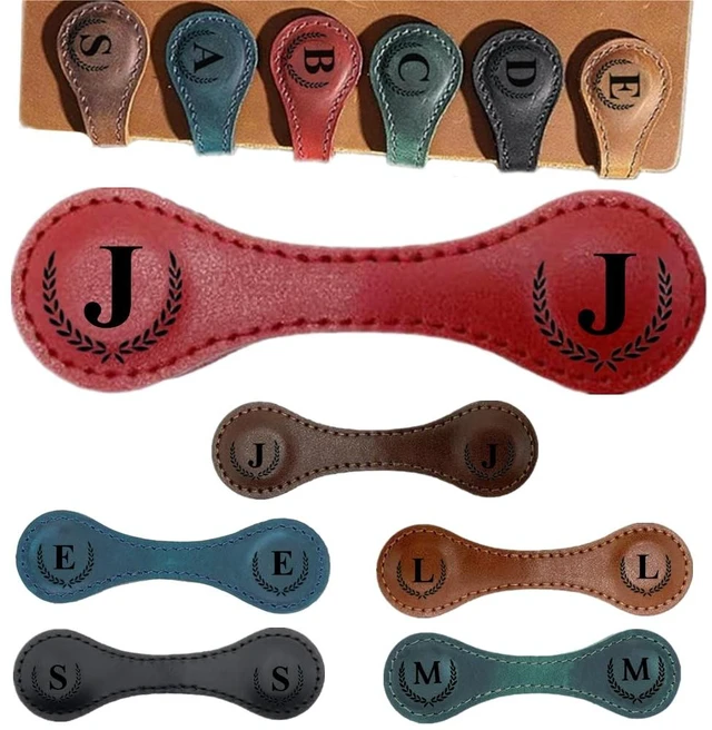 Main image of Personalized Magnetic Leather Initial Bookmark, 26 Letters Customized Multi-Functional for Women, Teachers, Book Lovers (J, Red)