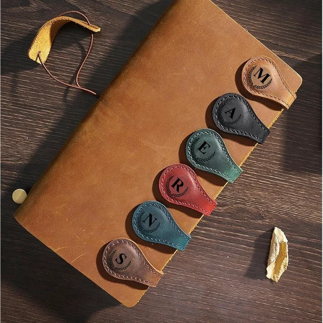 Alt view image 5 of 7 - Personalized Magnetic Leather Initial Bookmark, 26 Letters Customized Multi-Functional for Women, Teachers, Book Lovers (J, Red)