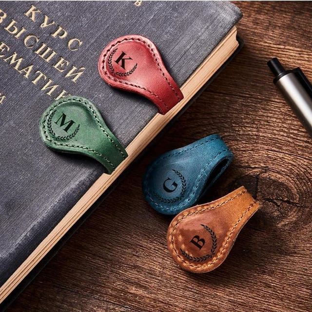 Alt view image 2 of 7 - Personalized Magnetic Leather Initial Bookmark, 26 Letters Customized Multi-Functional for Women, Teachers, Book Lovers (J, Red)