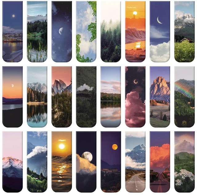 Main image of 48 Pcs Magnetic Bookmarks, 24 Styles Cute Landscape | Magnet Book Mark for Reading Funny Gifts for Women Men Students