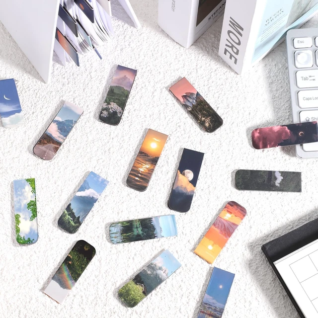Alt view image 5 of 7 - 48 Pcs Magnetic Bookmarks, 24 Styles Cute Landscape | Magnet Book Mark for Reading Funny Gifts for Women Men Students