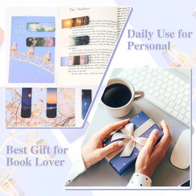 Alt view image 7 of 7 - 48 Pcs Magnetic Bookmarks, 24 Styles Cute Landscape | Magnet Book Mark for Reading Funny Gifts for Women Men Students