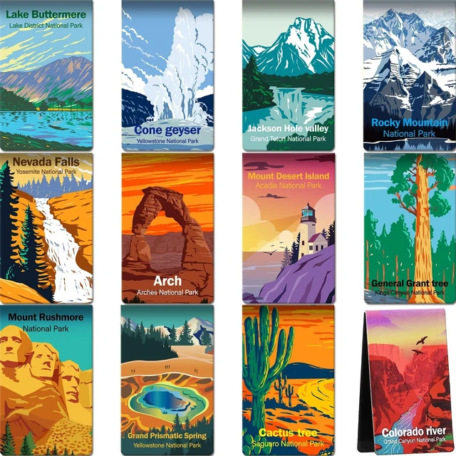 Main image of 24 Pcs National Park Magnetic Bookmarks Page Markers with Landscape | Assorted Inspirational Book Mark Set with National Park Landscape Bookmarker Clip Gift for Book Lovers Students Teachers