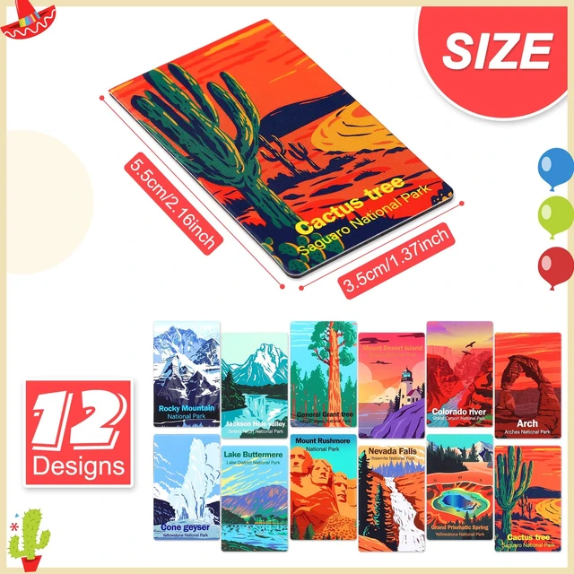 Alt view image 2 of 6 - 24 Pcs National Park Magnetic Bookmarks Page Markers with Landscape | Assorted Inspirational Book Mark Set with National Park Landscape Bookmarker Clip Gift for Book Lovers Students Teachers