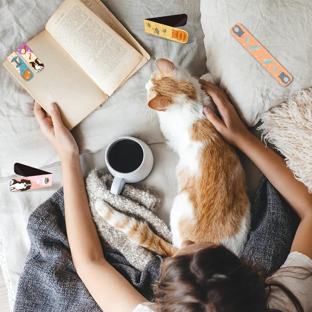 Alt view image 2 of 7 - 50 Pcs Magnetic Bookmarks for Kids, Cat and Dog Bookmarks | 0.8 x 4.7In, 25 Styles, Printing on 2 Side, Reading Gifts for Kids, Back to School Gifts for Teacher Classroom Supplies