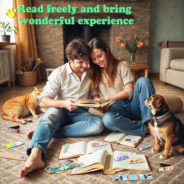 Alt view image 6 of 7 - 50 Pcs Magnetic Bookmarks for Kids, Cat and Dog Bookmarks | 0.8 x 4.7In, 25 Styles, Printing on 2 Side, Reading Gifts for Kids, Back to School Gifts for Teacher Classroom Supplies