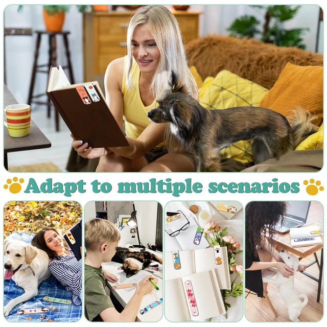Alt view image 5 of 7 - 50 Pcs Magnetic Bookmarks for Kids, Cat and Dog Bookmarks | 0.8 x 4.7In, 25 Styles, Printing on 2 Side, Reading Gifts for Kids, Back to School Gifts for Teacher Classroom Supplies