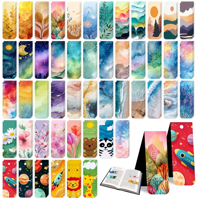 Main image of 100 Pcs Magnetic Bookmarks Bulk, Cute Magnet Bookmark Page Clips - Magnetic Book Marks for Reading, Book Lovers, Teacher, Students, Women, Men Party Favors, Teacher Gift, Bookmark Gift (Unique)