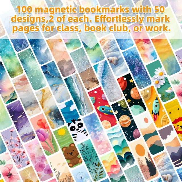Alt view image 3 of 7 - 100 Pcs Magnetic Bookmarks Bulk, Cute Magnet Bookmark Page Clips - Magnetic Book Marks for Reading, Book Lovers, Teacher, Students, Women, Men Party Favors, Teacher Gift, Bookmark Gift (Unique)