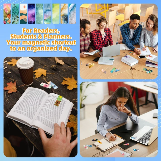 Alt view image 4 of 7 - 100 Pcs Magnetic Bookmarks Bulk, Cute Magnet Bookmark Page Clips - Magnetic Book Marks for Reading, Book Lovers, Teacher, Students, Women, Men Party Favors, Teacher Gift, Bookmark Gift (Unique)