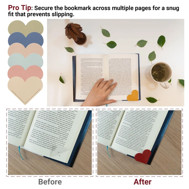 Alt view image 2 of 7 - 30 Packs Leather Heart Bookmarks for Book Lovers, Cute Gifts (Solid Color)