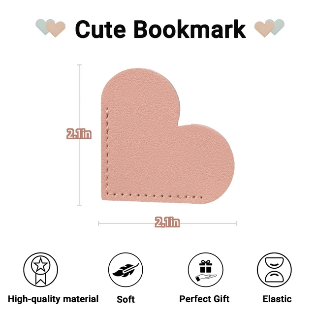 Alt view image 6 of 7 - 30 Packs Leather Heart Bookmarks for Book Lovers, Cute Gifts (Solid Color)