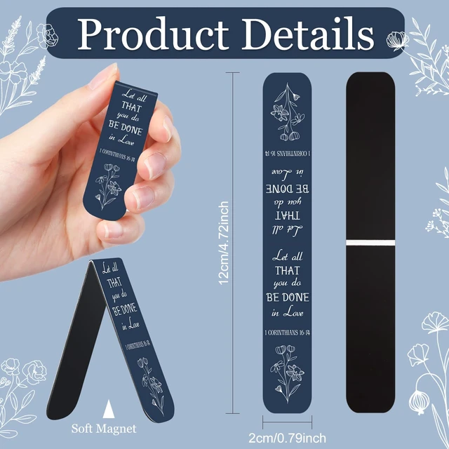 Alt view image 2 of 7 - 48 Pcs Bible Verse Magnetic Christian Bookmarks Clips Dreamy Style | 12 Designs, Inspirational Flower Scripture Book Marker, Gift for Mother Women Men Book Lover Reading Classroom, 0.8x4.7in
