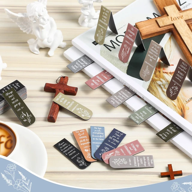 Alt view image 4 of 7 - 48 Pcs Bible Verse Magnetic Christian Bookmarks Clips Dreamy Style | 12 Designs, Inspirational Flower Scripture Book Marker, Gift for Mother Women Men Book Lover Reading Classroom, 0.8x4.7in