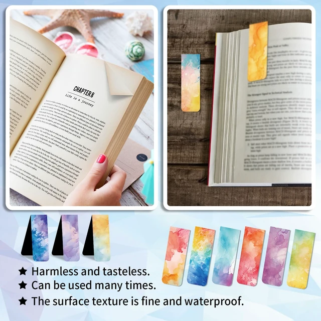 Alt view image 4 of 6 - 48 Pieces Magnetic Bookmarks Magnet Page Markers - Book Marks for Reading Women & Men with Storage Boxes - Cute Magnet Bookmark Clips for Reading PleasureWatercolor