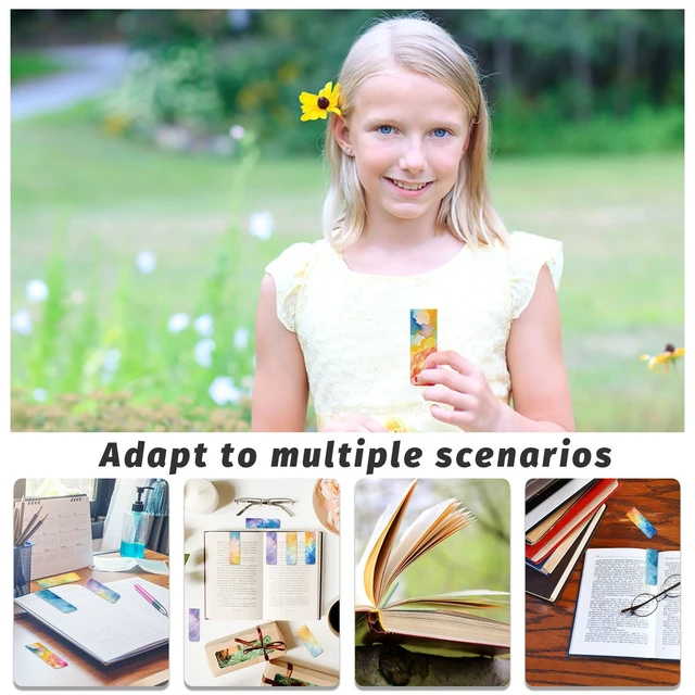 Alt view image 5 of 6 - 48 Pieces Magnetic Bookmarks Magnet Page Markers - Book Marks for Reading Women & Men with Storage Boxes - Cute Magnet Bookmark Clips for Reading PleasureWatercolor