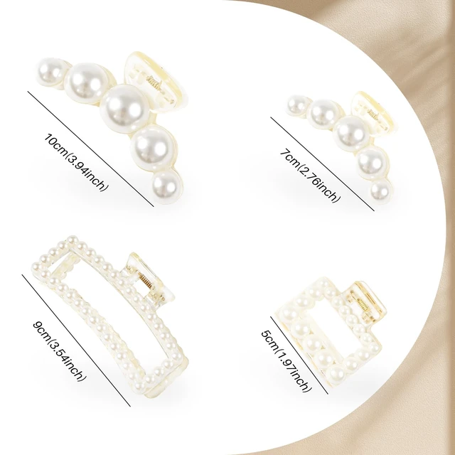 Alt view image 4 of 7 - Pearl Hair Accessories for Women - 8PCS Claw Clips for Thick and Thin Hair, Barrettes for Styling and Weddings