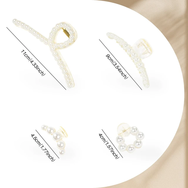 Alt view image 5 of 7 - Pearl Hair Accessories for Women - 8PCS Claw Clips for Thick and Thin Hair, Barrettes for Styling and Weddings