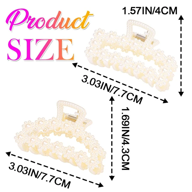 Alt view image 6 of 7 - Pearl Hair Clips White Medium Claw Clips Non Slip Hair Accessories for Women (Pack of 2)