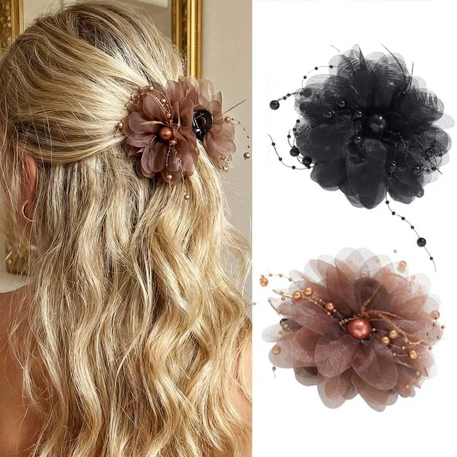 Main image of Fancy Claw Clips Elegant Pearl Hair Clips Fancy Hair Accessories for Women (Pack of 2)