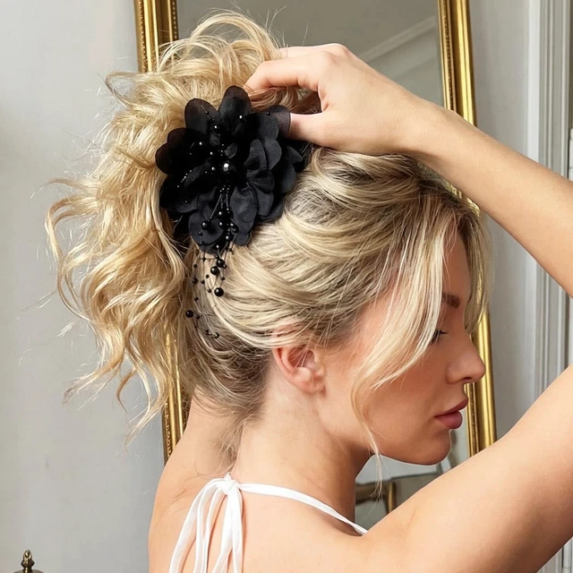 Alt view image 3 of 7 - Fancy Claw Clips Elegant Pearl Hair Clips Fancy Hair Accessories for Women (Pack of 2)
