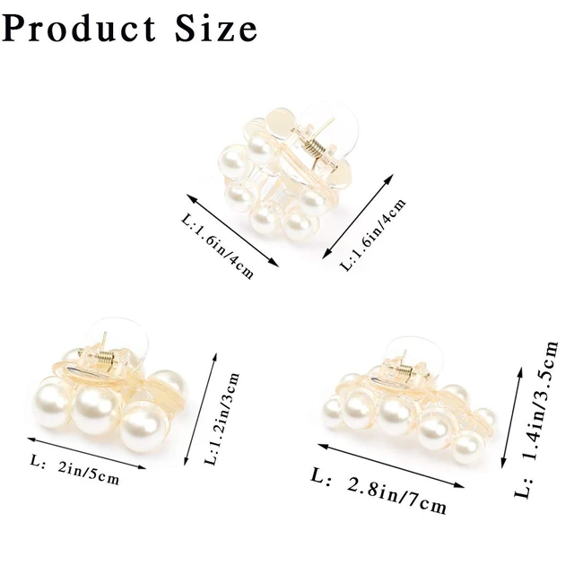Alt view image 5 of 7 - Hair Claw Clamps Champagne Pearl Hair Barrettes Medium Small Non Slip Clips Hair Accessories for Women and Girls (3 PCS)