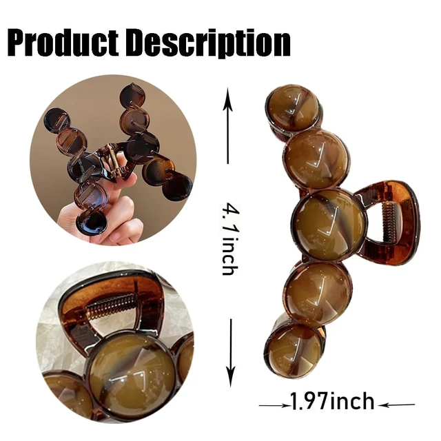 Alt view image 3 of 7 - Brown Pearl Hair Clips Large Pearl Hair Claw Clips for Thick or Thin Hair Acrylic Hair Accessories Elegant Smudging Design Hair Clamp Clip No Crease Jaw Clips Barrette for Daily Wedding Hair Styling