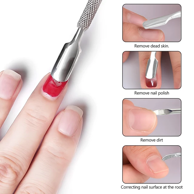Alt view image 5 of 7 - 5-Piece Dual-Sided Cuticle Pusher Set - Professional Stainless Steel Manicure Pedicure Nail Care Tools
