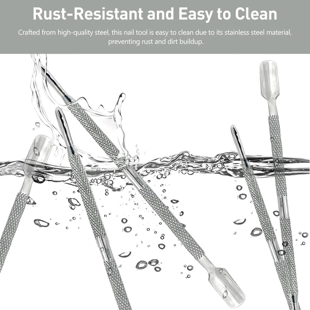 Alt view image 6 of 7 - 5-Piece Dual-Sided Cuticle Pusher Set - Professional Stainless Steel Manicure Pedicure Nail Care Tools