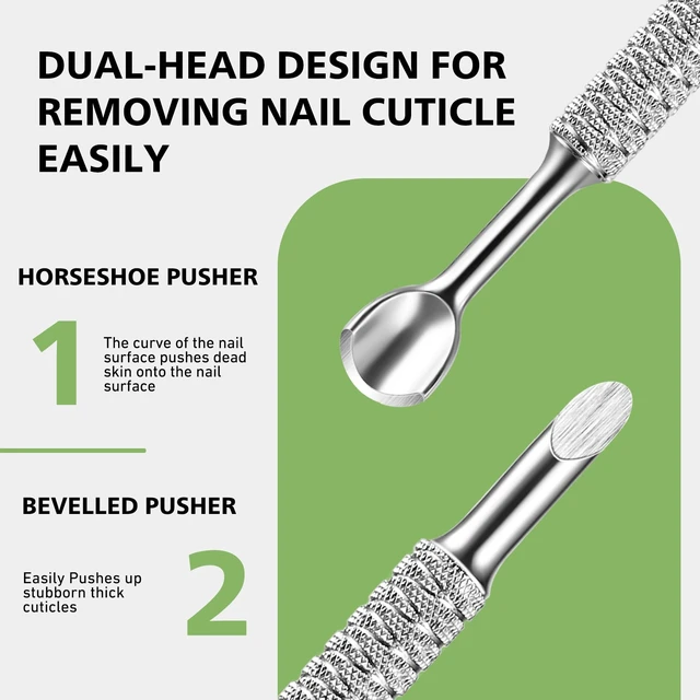 Alt view image 3 of 7 - Stainless Steel Cuticle Pusher, Horseshoe Shaped Double-Ended Cuticle Sticker The Ultimate Nail Technicians Sidekick for Perfect Manicures and Pedicures