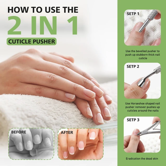 Alt view image 4 of 7 - Stainless Steel Cuticle Pusher, Horseshoe Shaped Double-Ended Cuticle Sticker The Ultimate Nail Technicians Sidekick for Perfect Manicures and Pedicures
