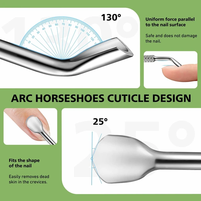 Alt view image 5 of 7 - Stainless Steel Cuticle Pusher, Horseshoe Shaped Double-Ended Cuticle Sticker The Ultimate Nail Technicians Sidekick for Perfect Manicures and Pedicures