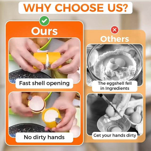 Alt view image 3 of 5 - Egg Cracker Tool | Easy Shell Egg Opener | Handheld Egg Seperator Tool | Perfect for Baking, Scrambled Eggs & Omelets No Mess, No Shell Pieces (Yellow - 1 Pc)