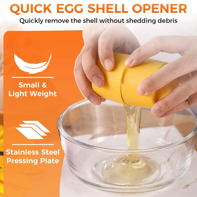 Alt view image 4 of 5 - Egg Cracker Tool | Easy Shell Egg Opener | Handheld Egg Seperator Tool | Perfect for Baking, Scrambled Eggs & Omelets No Mess, No Shell Pieces (Yellow - 1 Pc)
