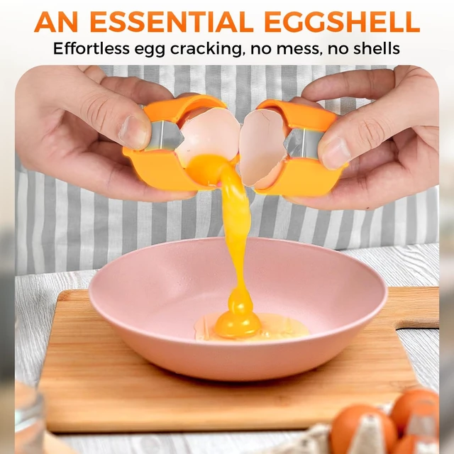 Alt view image 5 of 5 - Egg Cracker Tool | Easy Shell Egg Opener | Handheld Egg Seperator Tool | Perfect for Baking, Scrambled Eggs & Omelets No Mess, No Shell Pieces (Yellow - 1 Pc)