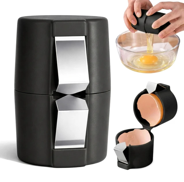 Main image of Egg Cracker & Egg Shell Opener Tool - Easy Egg Shell Cracker for Clean Shell Opening - Egg Opener & Kitchen Gadget for No Mess Breakfast & Meal Prep (Black)
