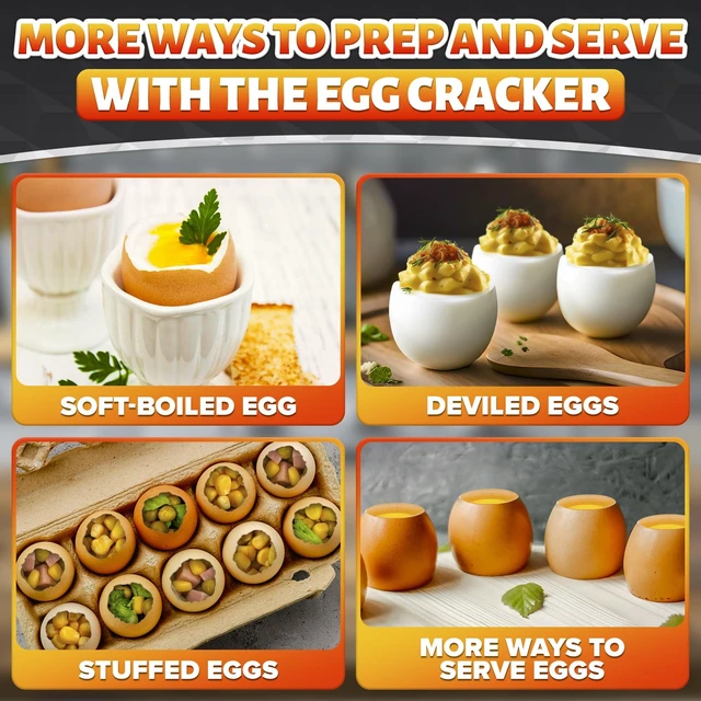 Alt view image 7 of 7 - Egg Cracker Tool for Raw Eggs, Pull-and-Release Topper (Copper) | Stainless Steel Egg Shell Opener for Soft & Hard-Boiled Eggs; Clean-Cut; Yolk Intact; for Breakfast & Baking; Dishwasher Safe