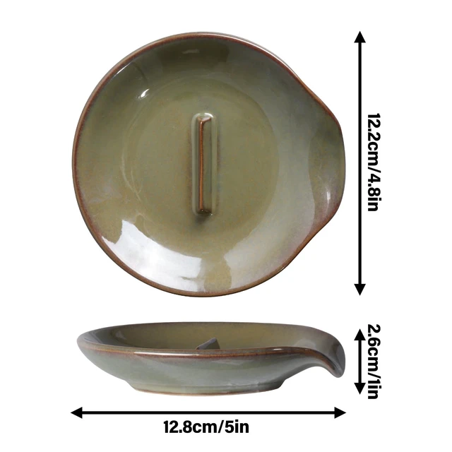 Alt view image 5 of 7 - Egg Cracker Spoon Holder, Spoon Rest for Kitchen, Ceramic Spoon Holder for Stove Top, Cooking Spoon Holder,Heat Resistant Utensil Rest for Countertop, Dishwasher Safe, Blue (Green)