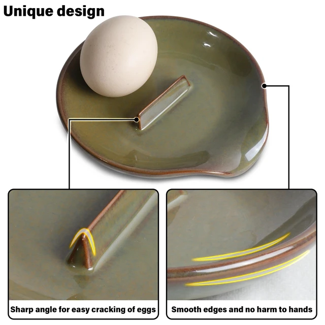 Alt view image 3 of 7 - Egg Cracker Spoon Holder, Spoon Rest for Kitchen, Ceramic Spoon Holder for Stove Top, Cooking Spoon Holder,Heat Resistant Utensil Rest for Countertop, Dishwasher Safe, Blue (Green)