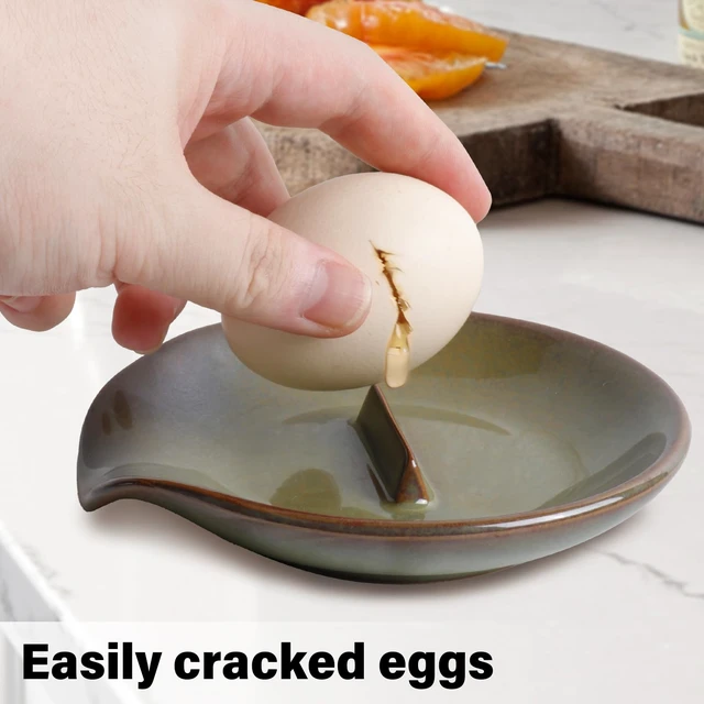 Alt view image 7 of 7 - Egg Cracker Spoon Holder, Spoon Rest for Kitchen, Ceramic Spoon Holder for Stove Top, Cooking Spoon Holder,Heat Resistant Utensil Rest for Countertop, Dishwasher Safe, Blue (Green)