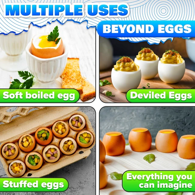 Alt view image 7 of 7 - Egg Cracker Tool, Stainless Steel Topper, Spring-Loaded, Clean Cut | Egg Shell Opener, Adjustable Effort, Ergonomic Handle, No Shell Bits, Fits M to XL, for Raw, Soft & Hard Boiled Eggs