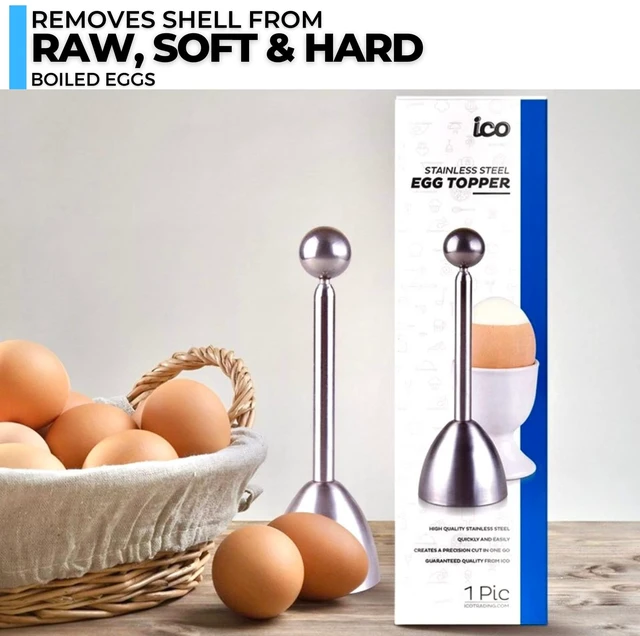 Alt view image 4 of 6 - Stainless Steel Egg Topper & Perfect Egg Shell Opener for Soft Boiled Eggs | Egg Cracker for Hard Boiled Eggs & Precision Soft Boiled Egg Cutter, 1 Unit (Egg Cup Not Included)