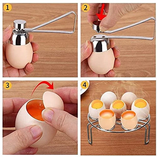 Alt view image 4 of 5 - 1Pack Egg Cracker Topper, Ashero Stainless Steel Egg Opener Eggshell Cutter Kitchen Remover Tool for Raw/Soft Hard Boiled Egg