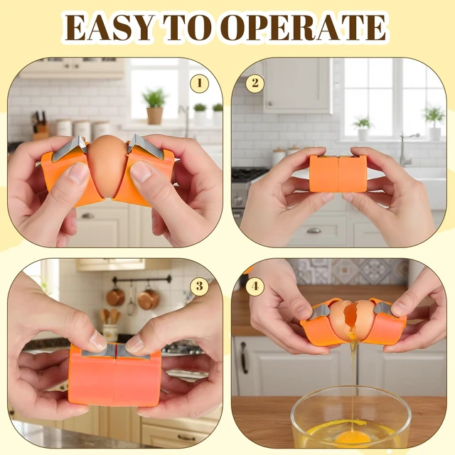 Alt view image 3 of 7 - Egg Cracker, 6PCS Egg Shell Opener for Raw Eggs, Efficient Stainless Steel Egg Opener for Home Cooks and Baking Enthusiasts, 3 Colors